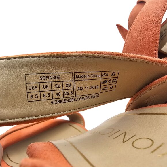 Vionic 8.5 Sofia Coral Block Heeled Sandal Suede - Picture 8 of 12